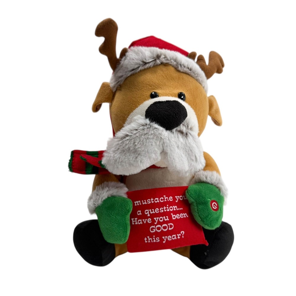 Gemmy Christmas Reindeer Wiggler Mustache You A Question Sings SEE VIDEO